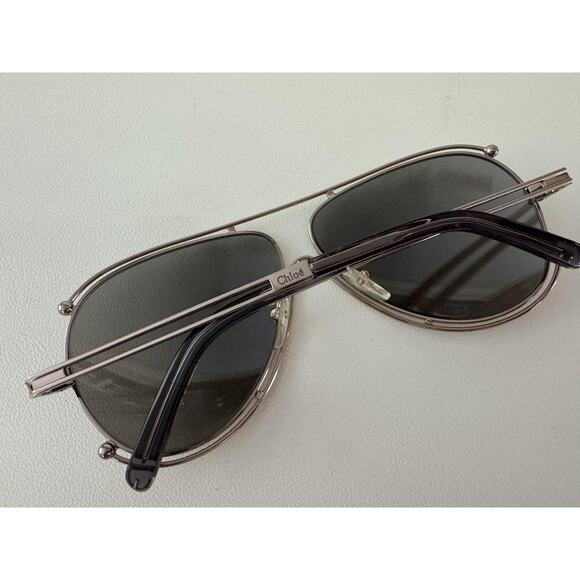 Chloe Sunglasses Womens Silver Mirrored CE121S 744 61-11 140 Aviator Made Italy main image 5